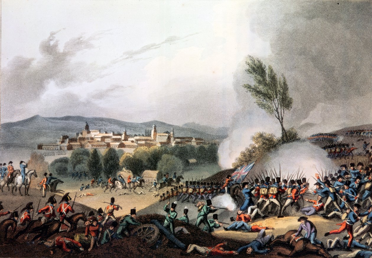 विटोरिया की लड़ाई, 21 जून, 1813, आई। क्लार्क द्वारा लिखित, एम। डुबॉर्ग (एक्वाट) द्वारा जलीय द्वारा विलियम हीथ