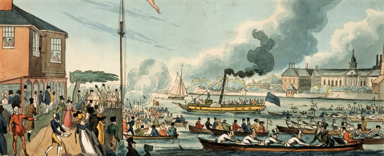 डोगेट्स कोट और बैज रोइंग रेस, लंदन, c1820। द्वारा विलियम हीथ