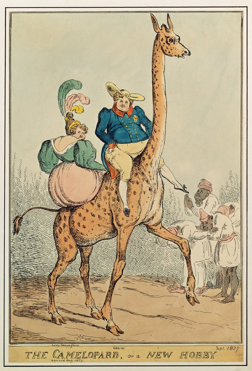 कैमलोपार्ड, या न्यू हॉबी, 1827 (रंग उत्कीर्णन) द्वारा विलियम हीथ
