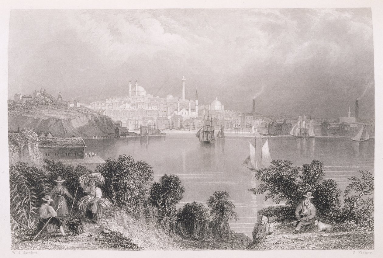 बाल्टीमोर का एक दृश्य, &39;द हिस्ट्री ऑफ़ द यूनाइटेड स्टेट्स&39;, वॉल्यूम से। द्वितीय, चार्ल्स मैके द्वारा, एस। फिशर द्वारा उत्कीर्ण द्वारा विलियम हेनरी बार्टलेट