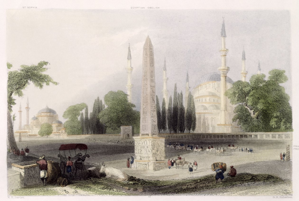 जीके रिचर्डसन, c.1850 (एक्वाटिंट) द्वारा उकेरे गए एटमीडान या हिप्पोड्रोम, इस्तांबुल में एक मिस्र के ओबिलिस्क द्वारा विलियम हेनरी बार्टलेट