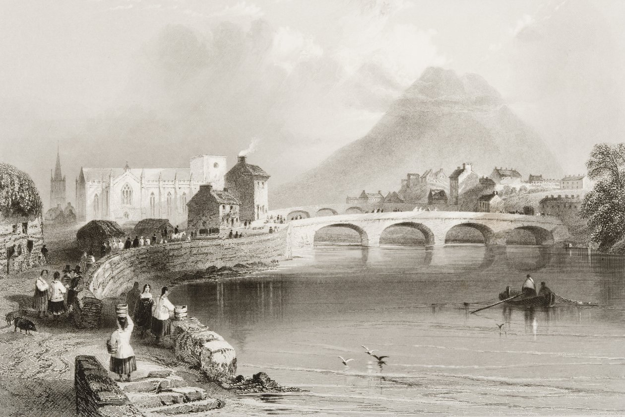 जॉर्ज पुण्य, 1860 के दशक के &39;सीन एंड एंटीक्विटीज़ ऑफ आयरलैंड&39; से बलिना, काउंटी मेयो द्वारा विलियम हेनरी बार्टलेट