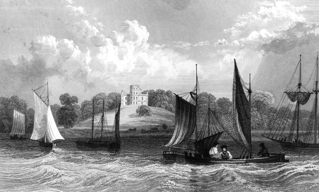 1832 में हेनरी वालिस द्वारा ग्रेस थुर्रॉक, एसेक्स के पास बेलमॉन्ट कैसल द्वारा विलियम हेनरी बार्टलेट