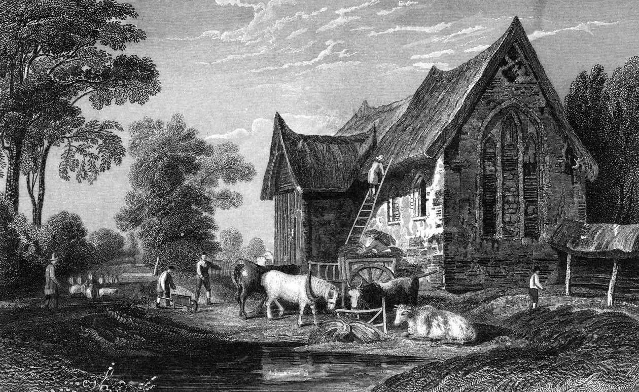 Coggeshall Abbey, एसेक्स, जॉर्ज सदाचार द्वारा प्रकाशित, 1833 द्वारा विलियम हेनरी बार्टलेट