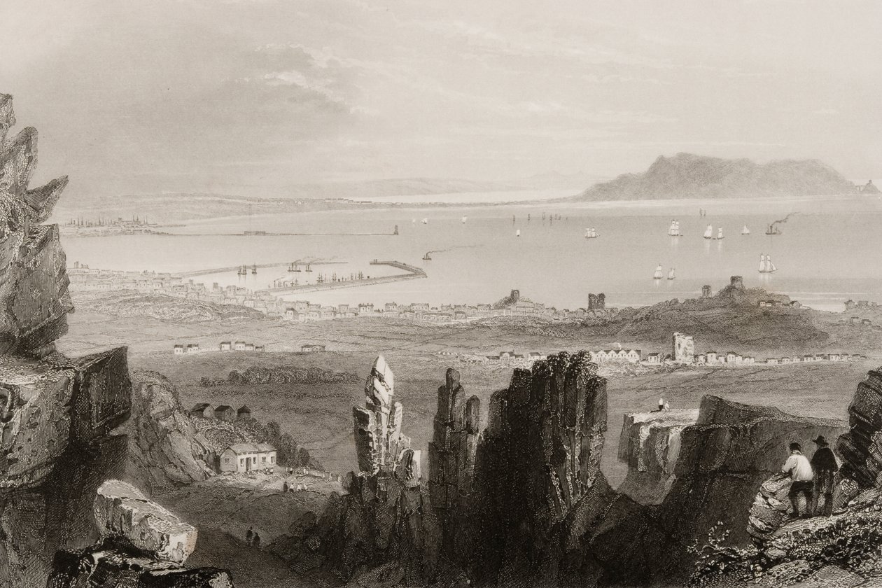 जॉर्ज पुण्य, 1860 के दशक के &39;दृश्यों और प्राचीन वस्तुओं से&39; किंग्सटाउन खदानों से डबलिन बे द्वारा विलियम हेनरी बार्टलेट