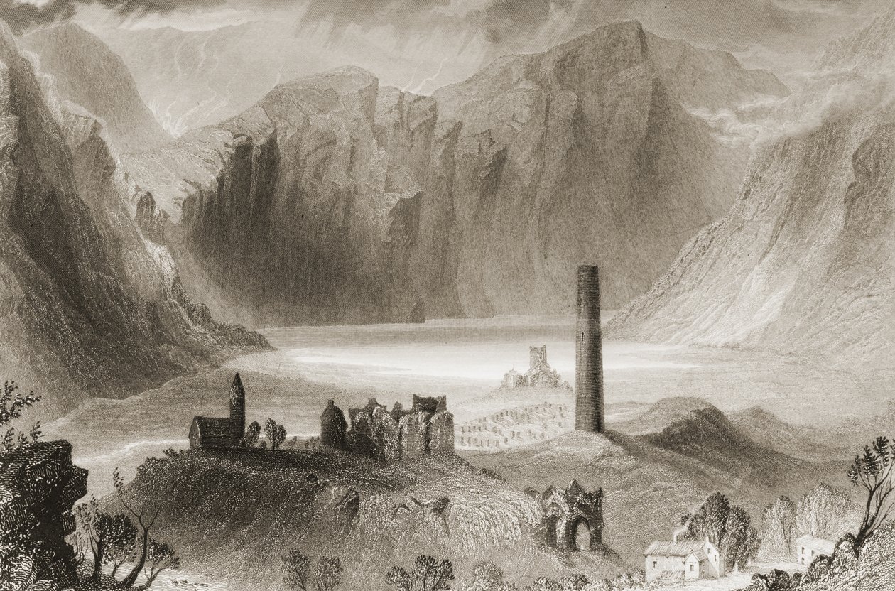 जार्ज पुण्य, 1860 के दशक के &39;दृश्यों और प्राचीन वस्तुओं&39; से ग्लेंडलॉ, काउंटी विकलो, आयरलैंड। द्वारा विलियम हेनरी बार्टलेट