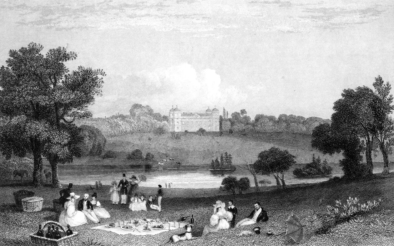 हॉलिंगबरी प्लेस, एसेक्स, हेनरी वालिस द्वारा उत्कीर्ण, 1832 द्वारा विलियम हेनरी बार्टलेट