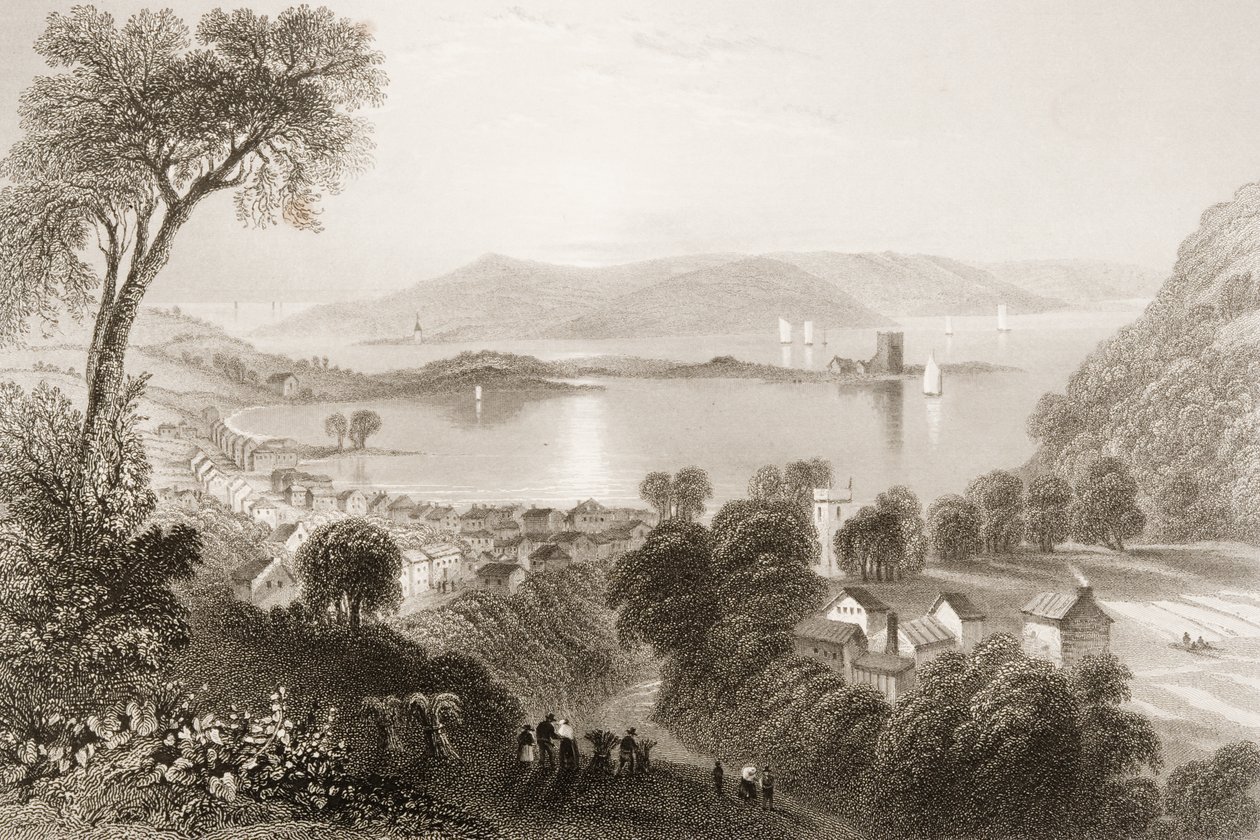 लार्ज, काउंटी एंट्रीम, उत्तरी आयरलैंड, जॉर्ज पुण्य, 1860 के दशक के &39;दृश्यों और प्राचीन वस्तुओं&39; से द्वारा विलियम हेनरी बार्टलेट