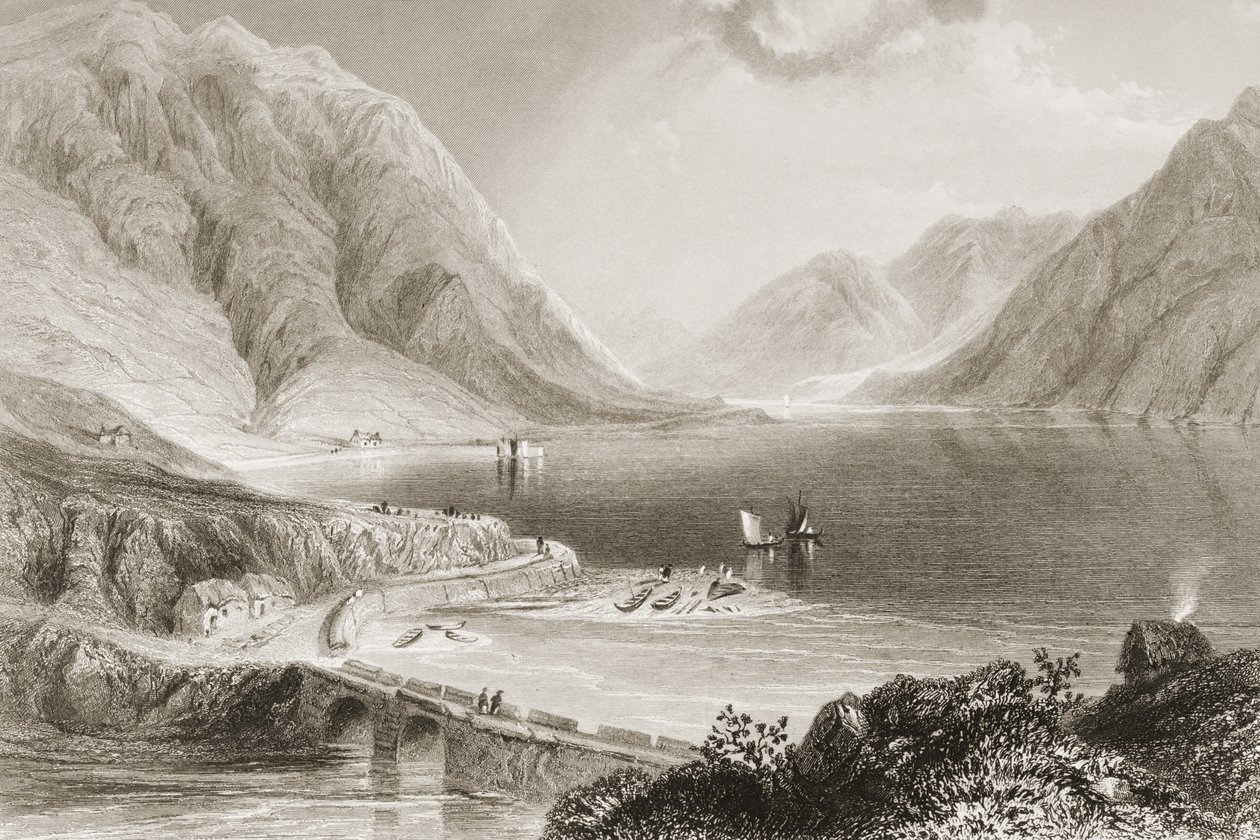 जॉर्ज पुण्य, 1860 के दशक के &39;सीन एंड एंटिक्विटीज़&39; से लीनेन, कोनीमारा, काउंटी गॉलवे, आयरलैंड द्वारा विलियम हेनरी बार्टलेट