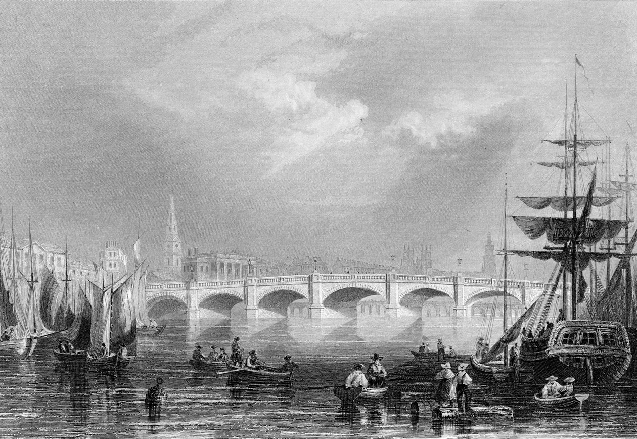 न्यू ब्रिज और ब्रूमिलॉ, ग्लासगो, c.1840 द्वारा विलियम हेनरी बार्टलेट