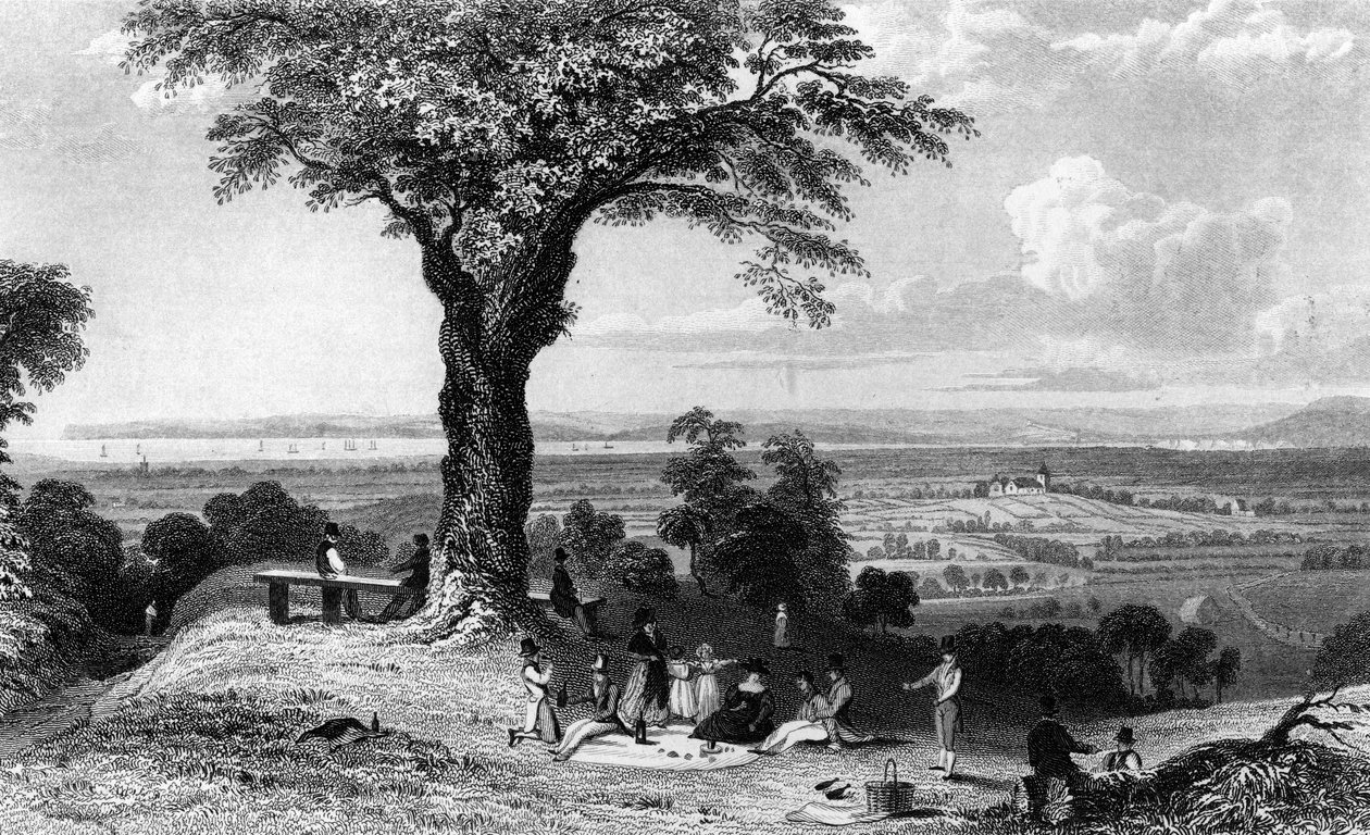 1832 में हेनरी वालिस द्वारा उत्कीर्ण हॉरंडन, एसेक्स के पास लेनडन हिल से दृश्य द्वारा विलियम हेनरी बार्टलेट