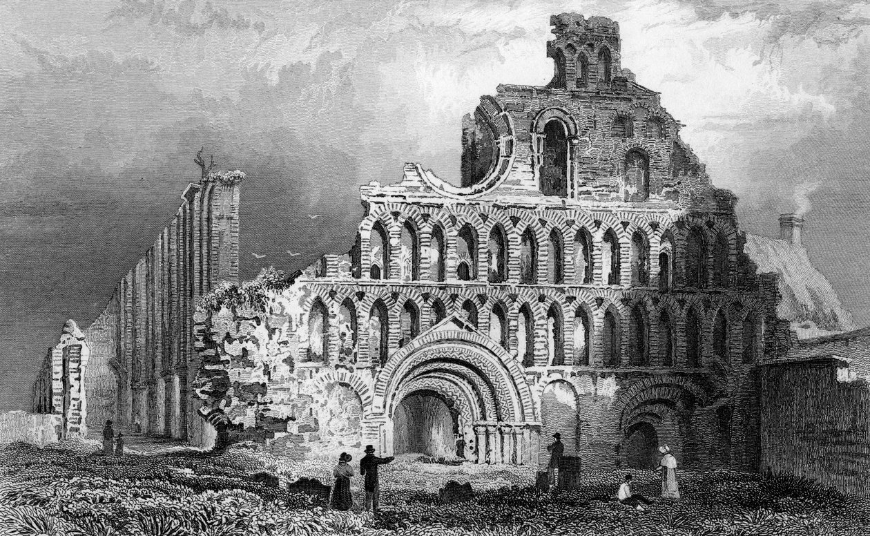 1832 में सैमुअल लेसी द्वारा उत्कीर्ण सेंट बॉटोल्फ्स प्रोरि, कोलचेस्टर, एसेक्स द्वारा विलियम हेनरी बार्टलेट