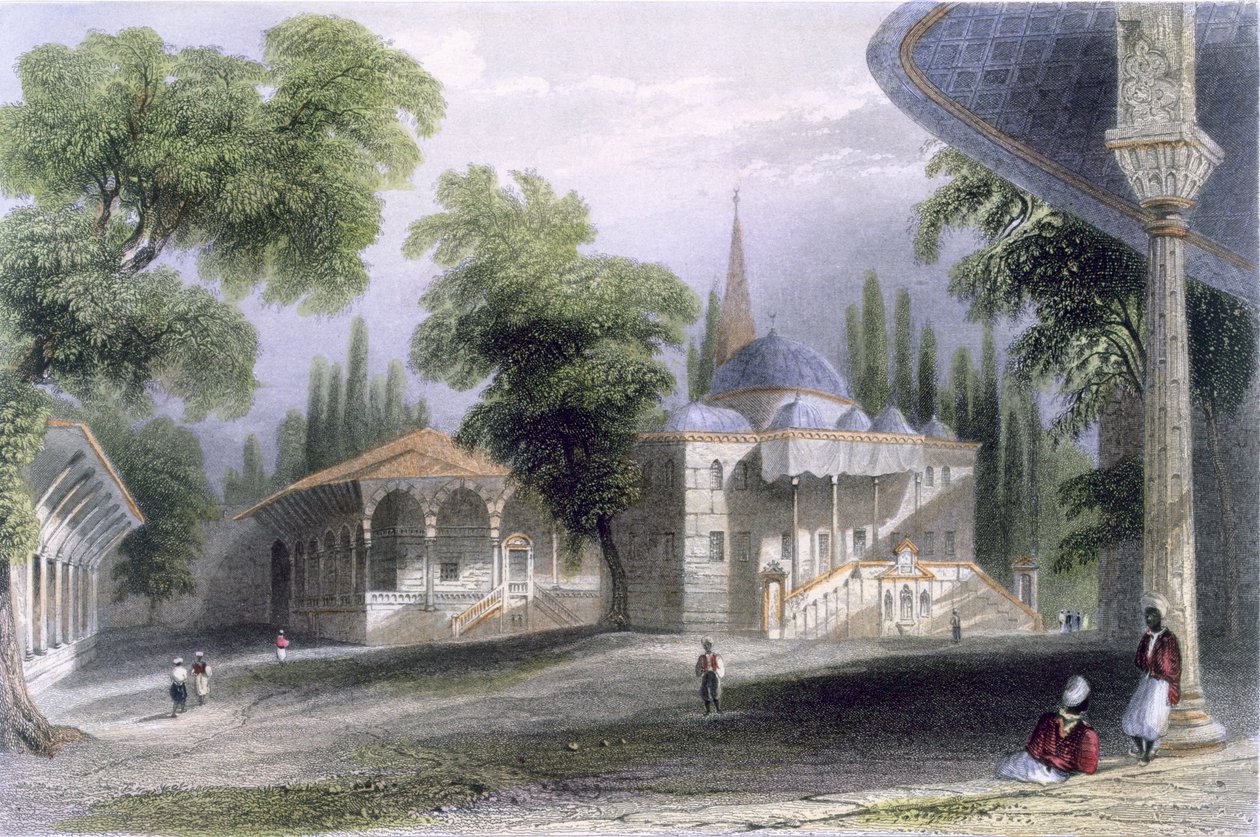 सेराई बॉर्नौ का तीसरा दरबार, c.1850 (रंगीन एक्वाटिंट) द्वारा विलियम हेनरी बार्टलेट