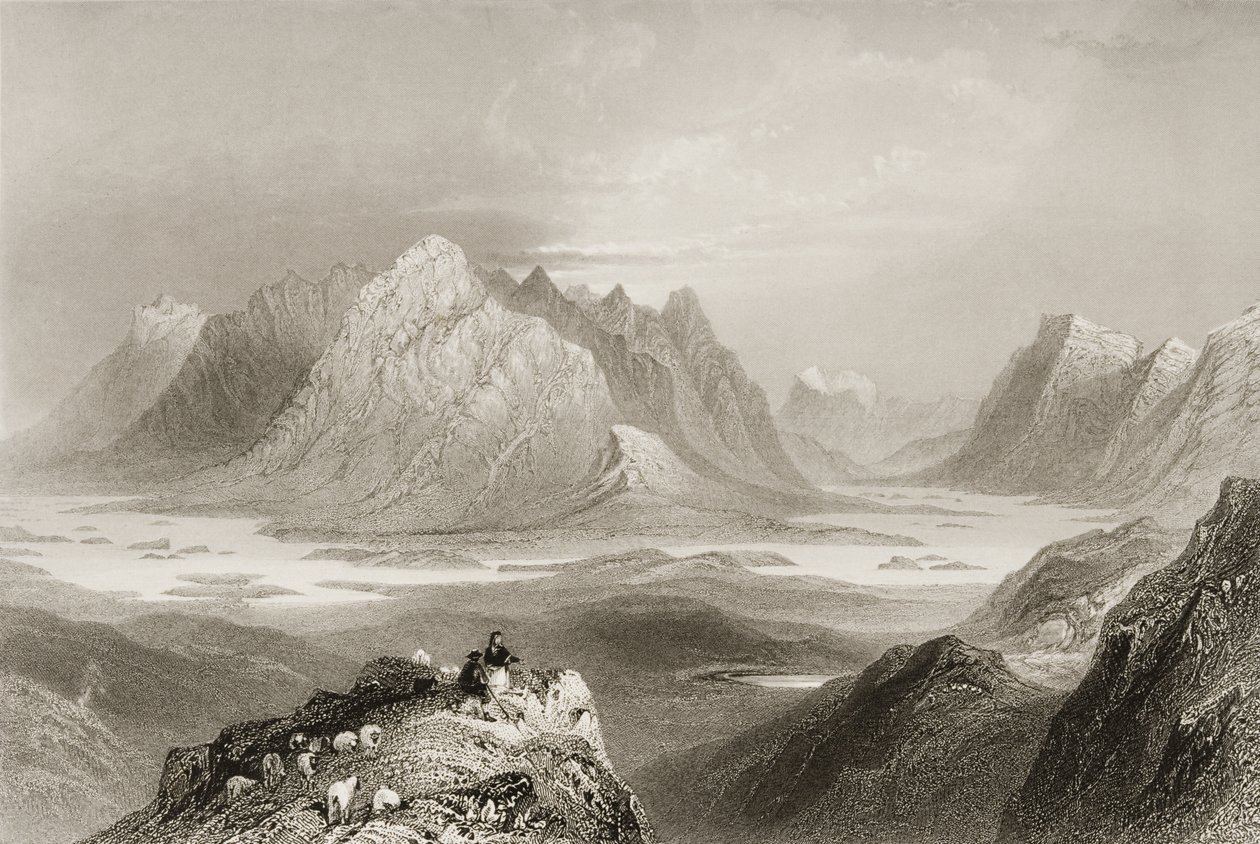 जॉर्ज पुण्य, 1860 के दशक के &39;दृश्य और पुरातनता&39; से क्यूलाकार्टिन हिल, कोनीमारा, काउंटी गॉलवे से देखें द्वारा विलियम हेनरी बार्टलेट