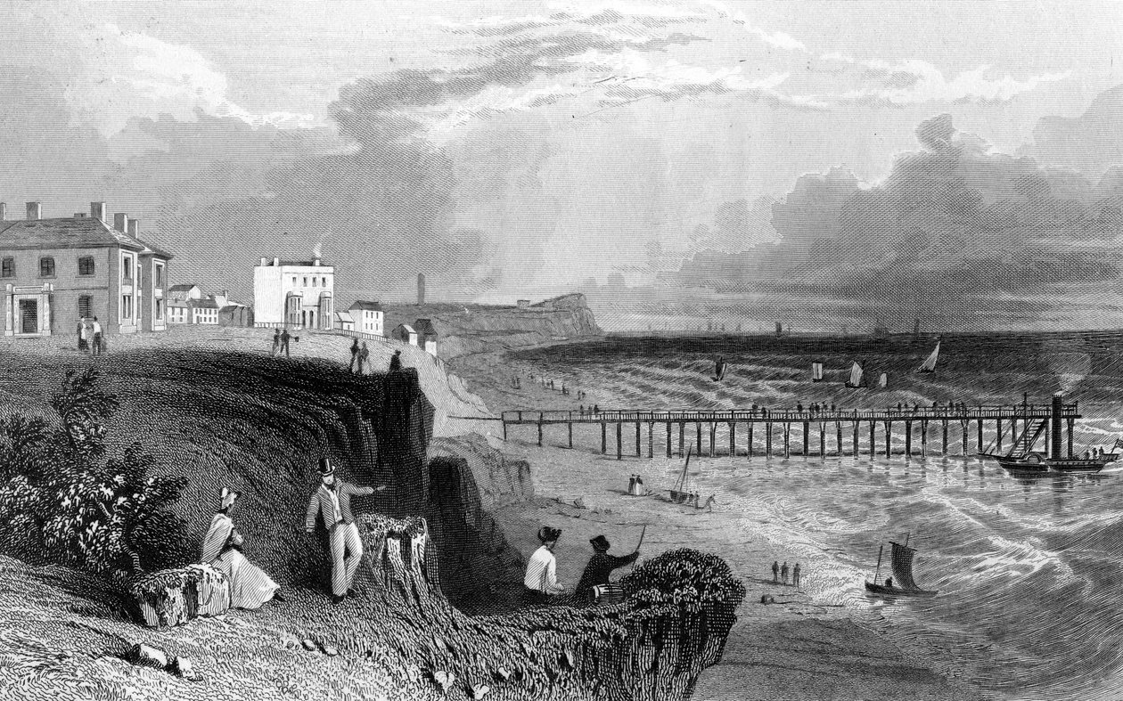 वाल्टन एट द नाज़, एसेक्स, विलियम टॉम्बल्सन द्वारा उत्कीर्ण, 1832 द्वारा विलियम हेनरी बार्टलेट