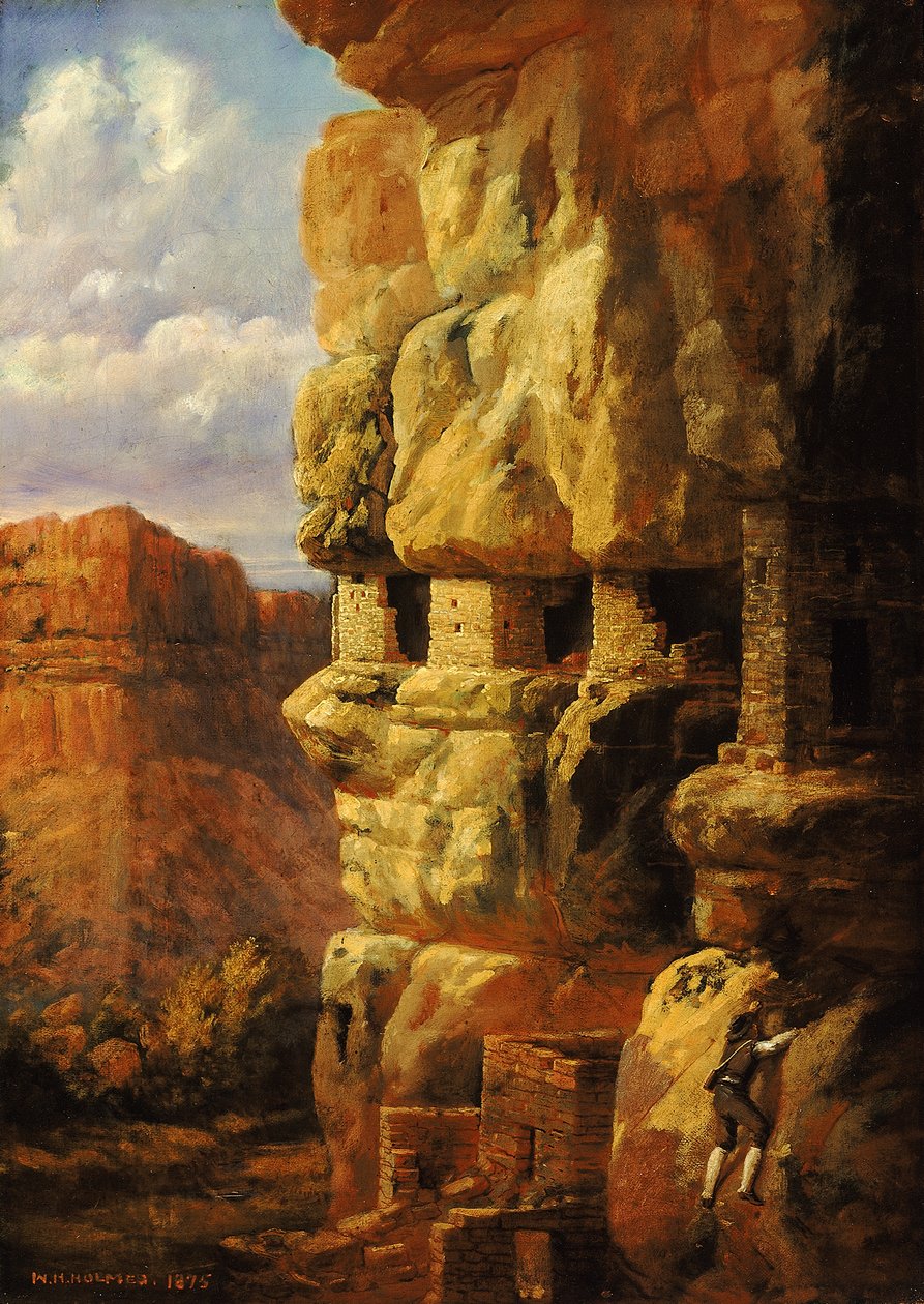 रियो मैनकोस, कोलोराडो, 1875 पर क्लिफ हाउस। द्वारा विलियम हेनरी होम्स