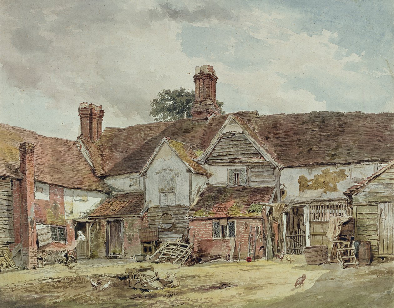 पुरानी फार्म बिल्डिंग, c.1815 (कागज पर ग्रेफाइट से अधिक) द्वारा विलियम हेनरी हंट