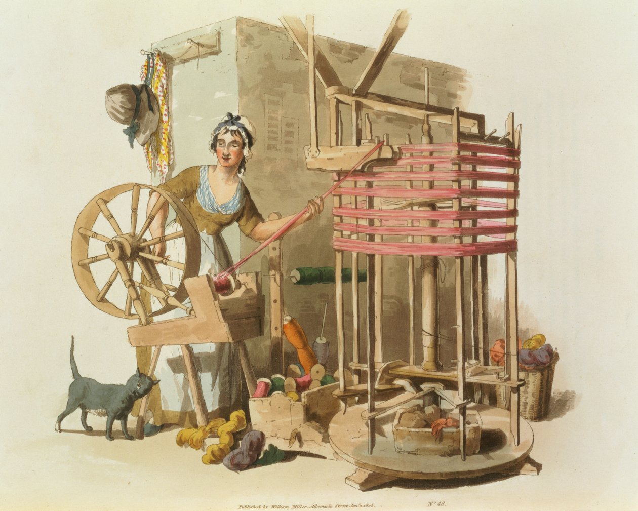 1808 (एक्वाटिंट) कलाकार द्वारा उकेरी गई एक महिला ऊन का कंकाल द्वारा विलियम हेनरी Pyne
