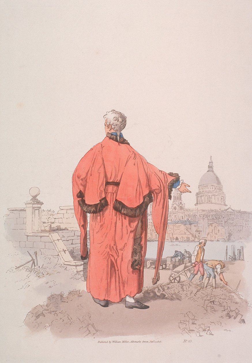 नागरिक पोशाक में एल्डरमैन सेंट पॉल कैथेड्रल, लंदन, 1805 की ओर देख रहे हैं द्वारा विलियम हेनरी Pyne