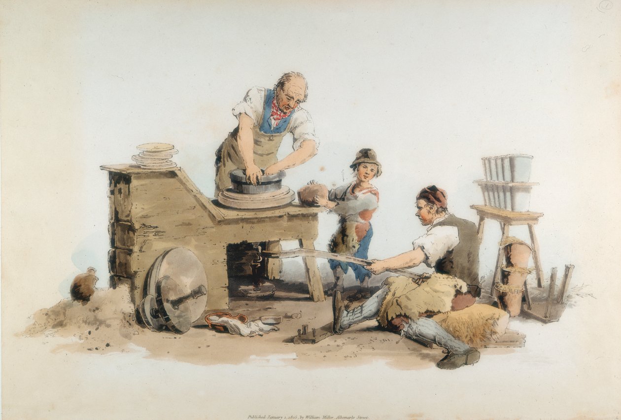 फूल के बर्तन बनाना, 1808 द्वारा विलियम हेनरी Pyne