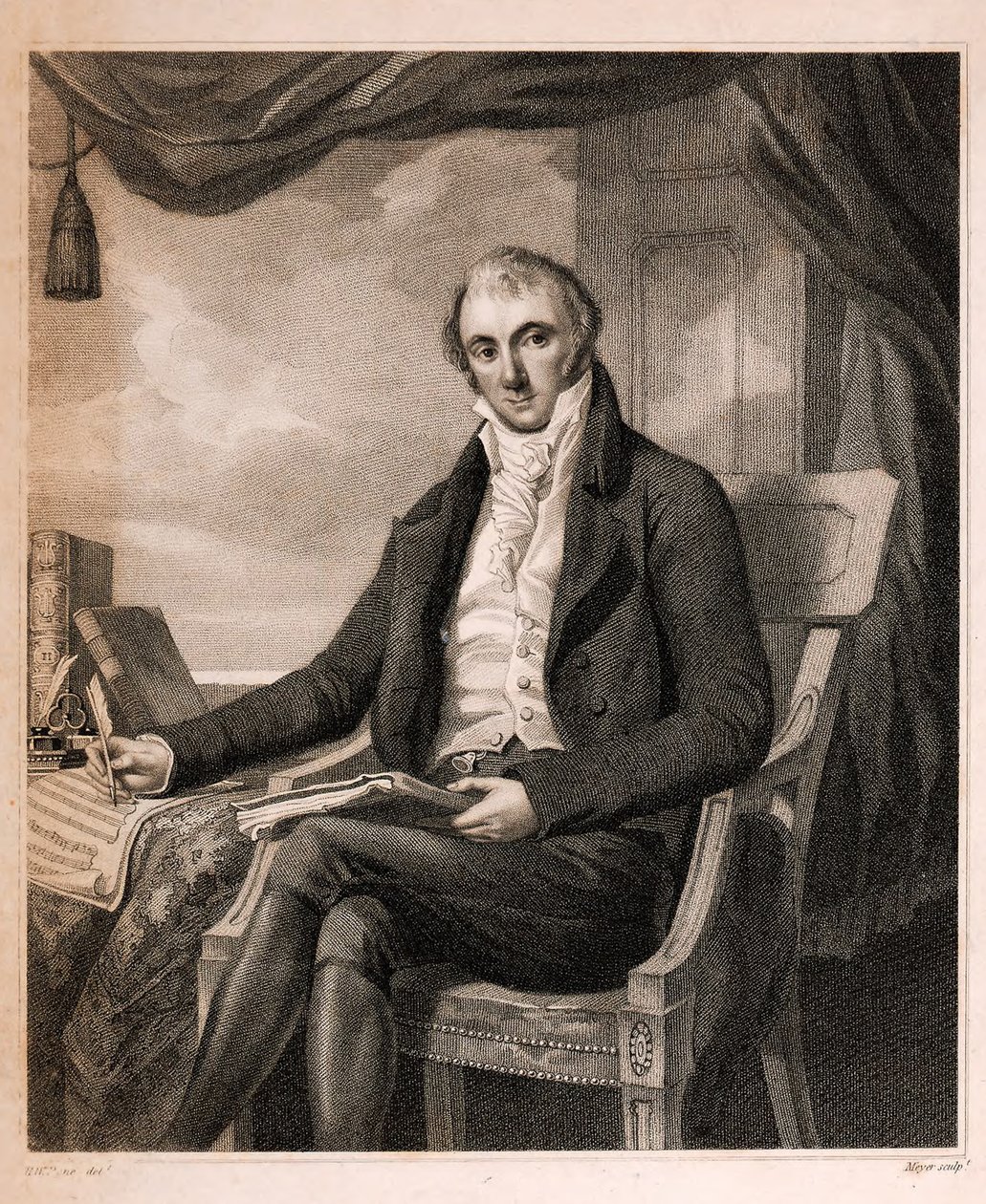 पियानोवादक और संगीतकार जोसेफ वोल्फल का चित्र 1773-1812, 1811। द्वारा विलियम हेनरी Pyne