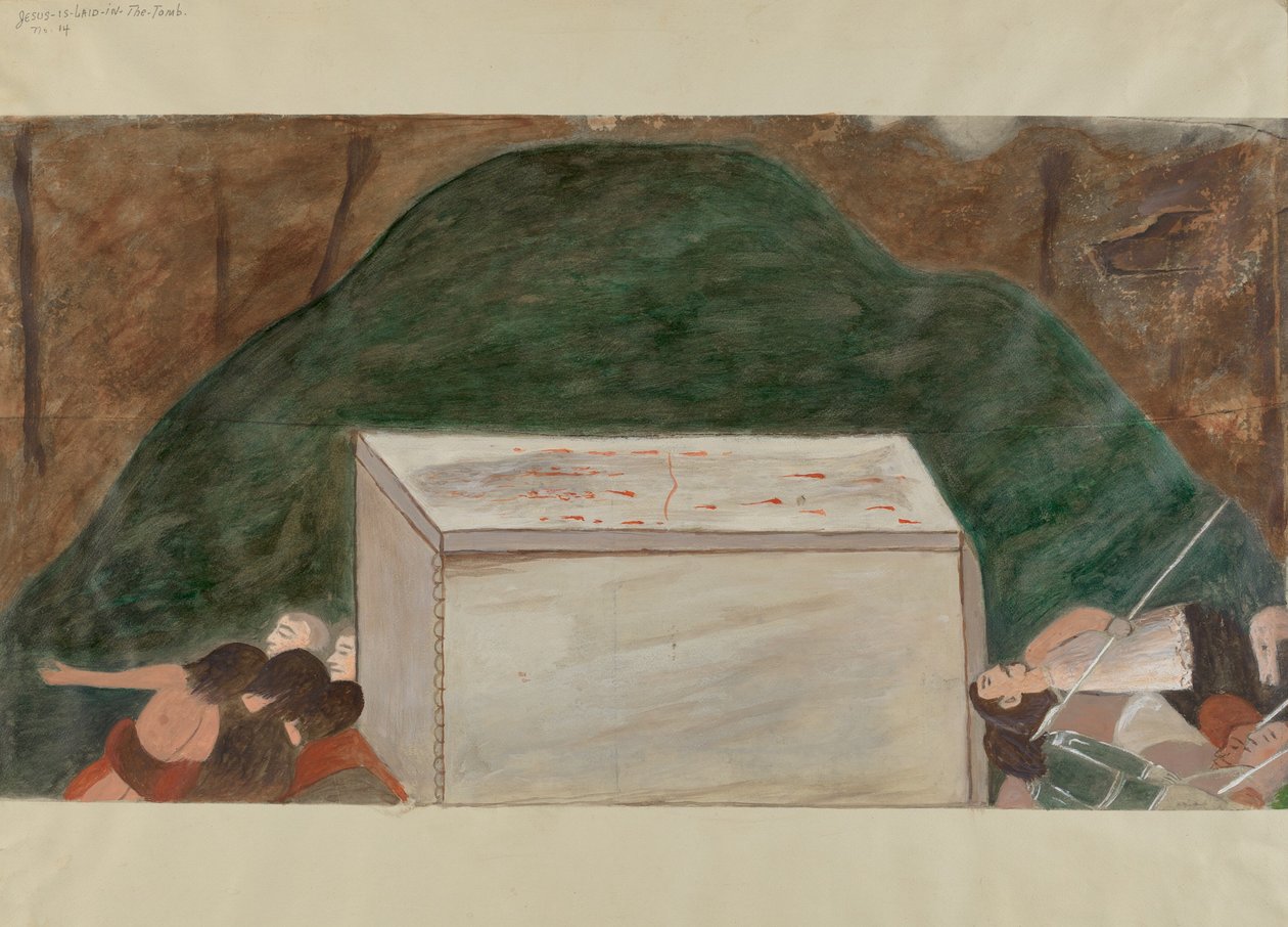क्रॉस नंबर 14 का स्टेशन: यीशु को उनके मकबरे में रखा गया है, c. 1936. द्वारा विलियम हर्बर्ट