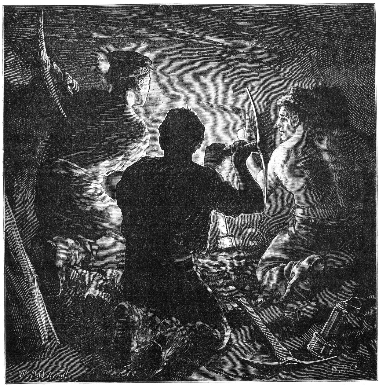 कोयला खनन दुर्घटना, टाइनवेड कोलियरी, साउथ वेल्स, अप्रैल 1877 c1885 द्वारा विलियम हेशम ओवरेंड