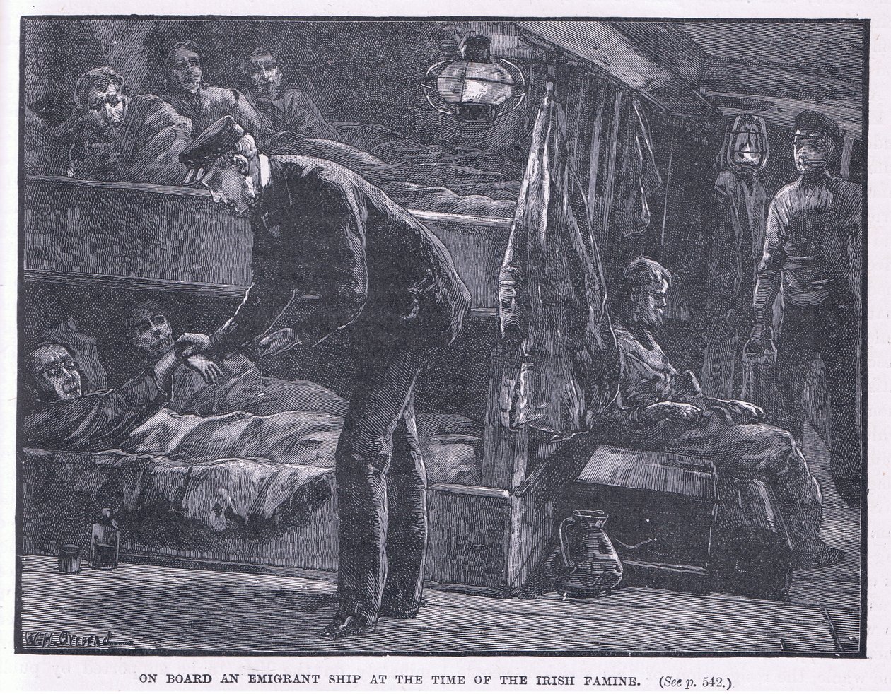 आयरिश अकाल 1846 ई। के समय एक आप्रवासी जहाज पर द्वारा विलियम हेशम ओवरेंड