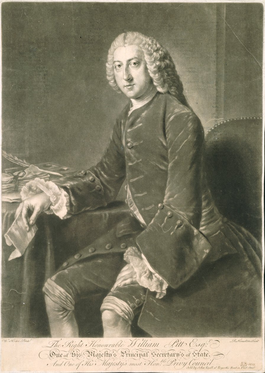 विलियम पिट, प्रधान सचिव, रिचर्ड ह्यूस्टन द्वारा उत्कीर्ण (1721-75) द्वारा विलियम होरे