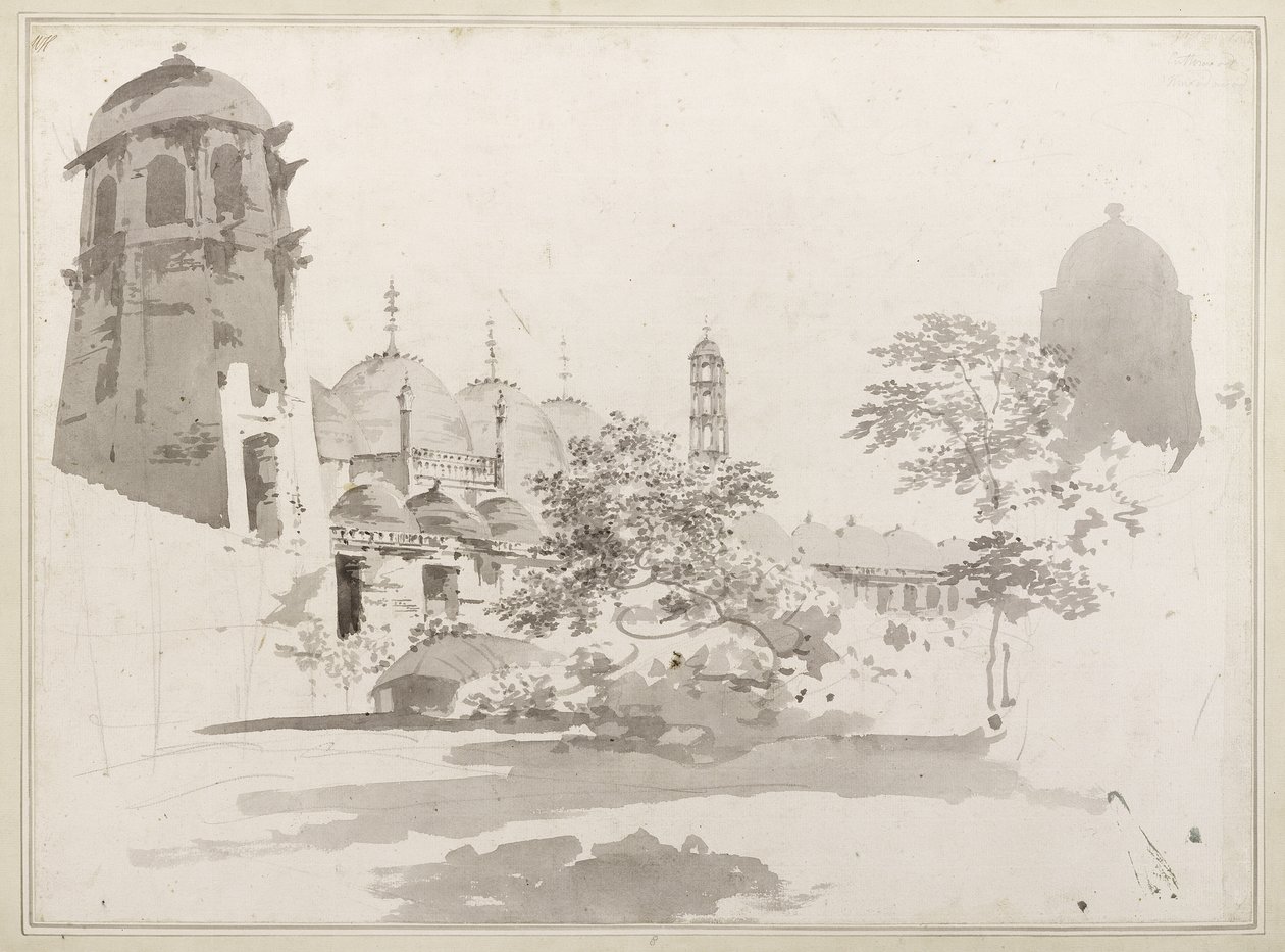 मुर्शिदाबाद में जाफ़र कॉइन द्वारा निर्मित कटर का एक दृश्य, c.1781 (ग्रे वॉश और पेंसिल पोस्ट पर) द्वारा विलियम होजेस