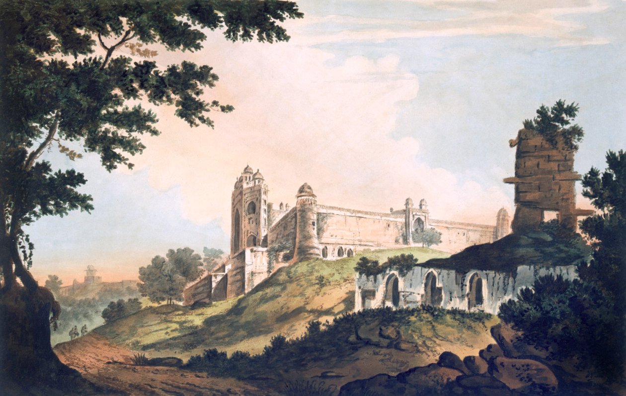 फूटीपुर सिकरी, पब में मस्जिद का एक दृश्य। 1785-88। द्वारा विलियम होजेस