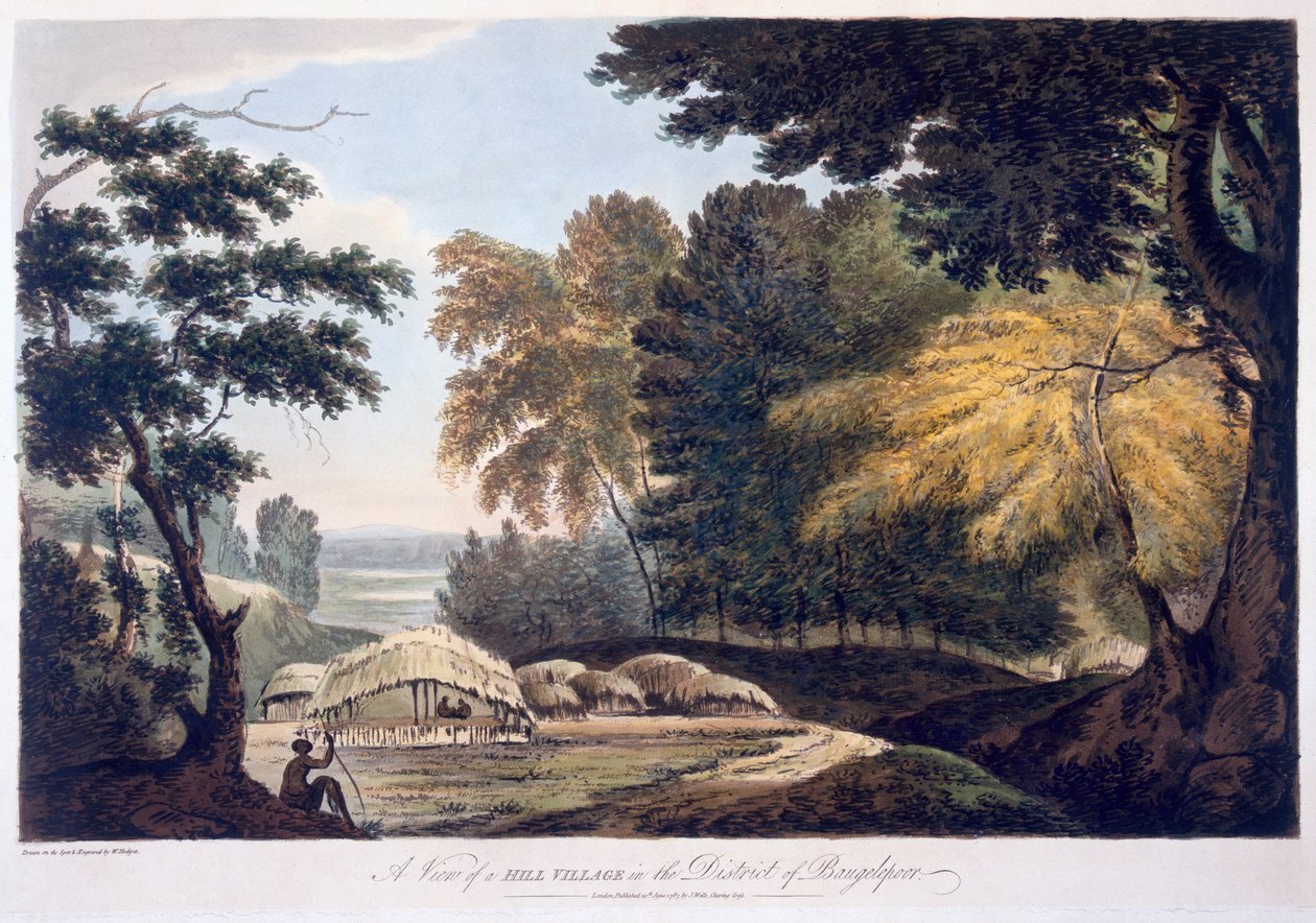 बौहलपुर जिले में हिल विलेज, 1787 (जलीय) द्वारा विलियम होजेस