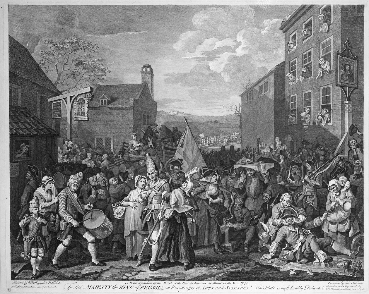 वर्ष 1745 में स्कॉटलैंड की ओर गार्ड्स ऑफ द मार्च का प्रतिनिधित्व, 1750 प्रकाशित द्वारा विलियम होगार्थ