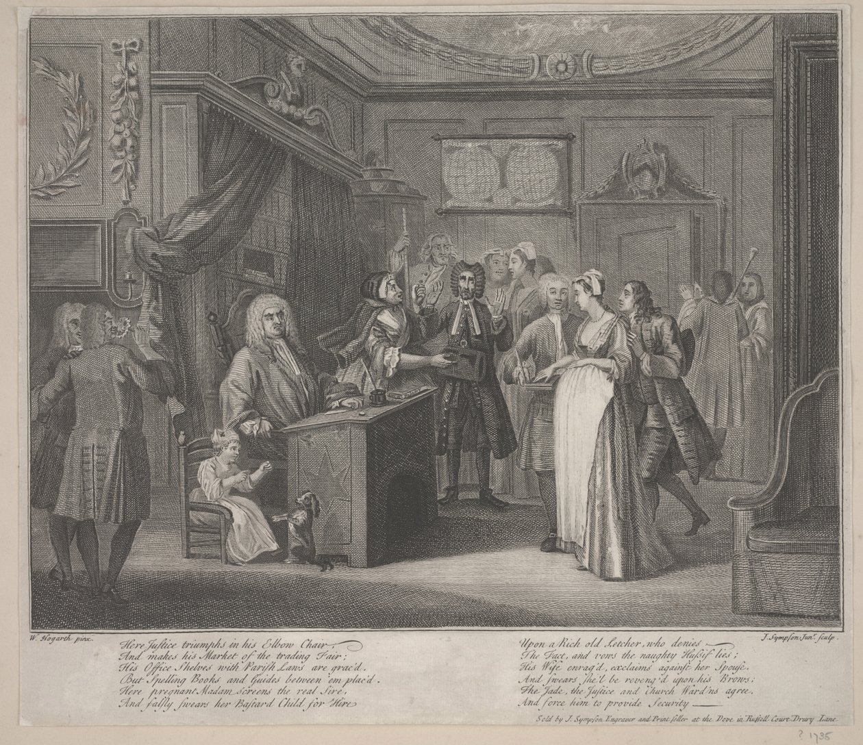 एक महिला एक नागरिक के लिए एक बच्चे को शपथ ग्रहण, c.1730-35 (नक़्क़ाशी) द्वारा विलियम होगार्थ