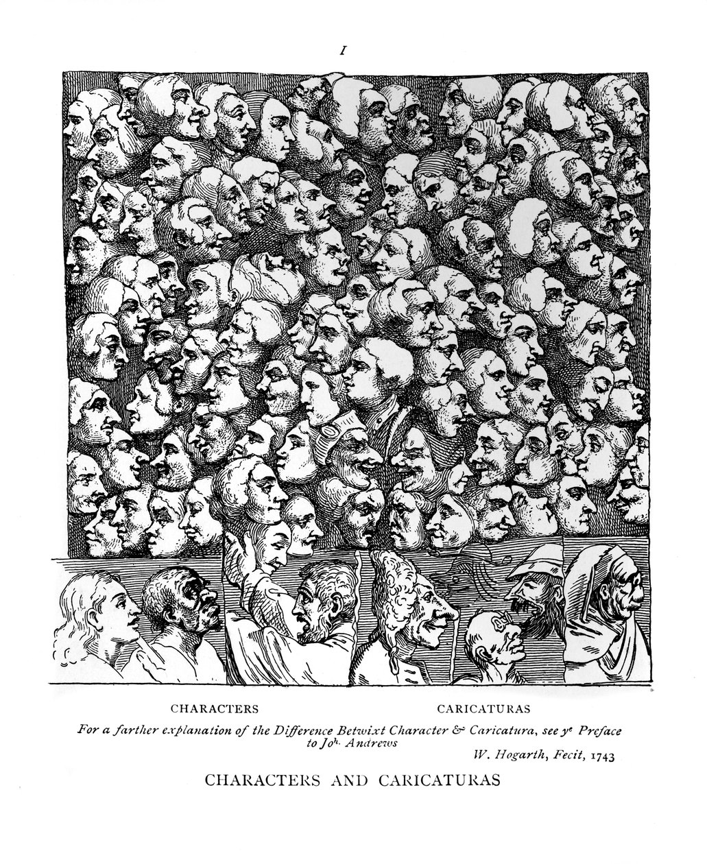 वर्ण और कैरिकट्रास, 1743 द्वारा विलियम होगार्थ