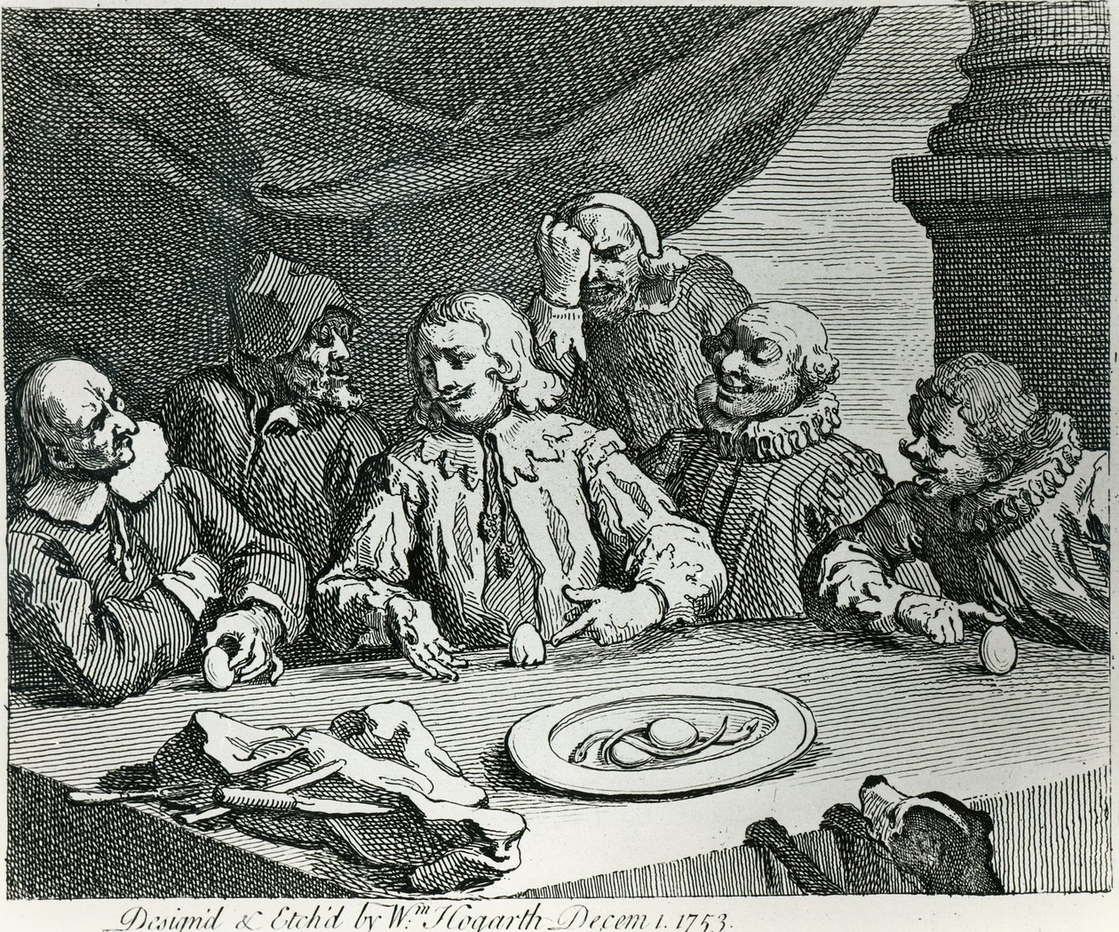 कोलम्बस ब्रेकिंग द एग, 1753 द्वारा विलियम होगार्थ