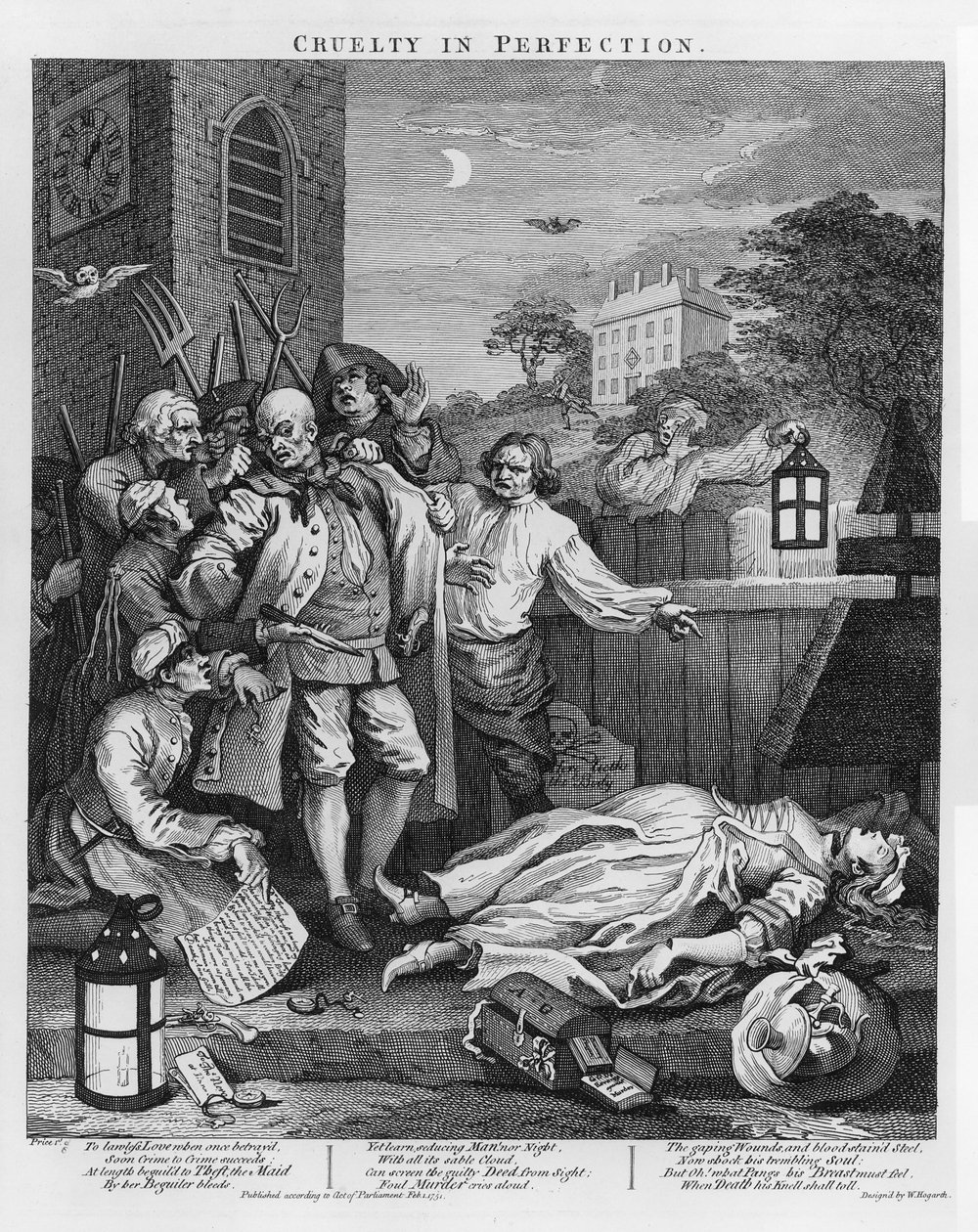 पूर्णता में क्रूरता, क्रूरता के चार चरणों से, 1751 द्वारा विलियम होगार्थ
