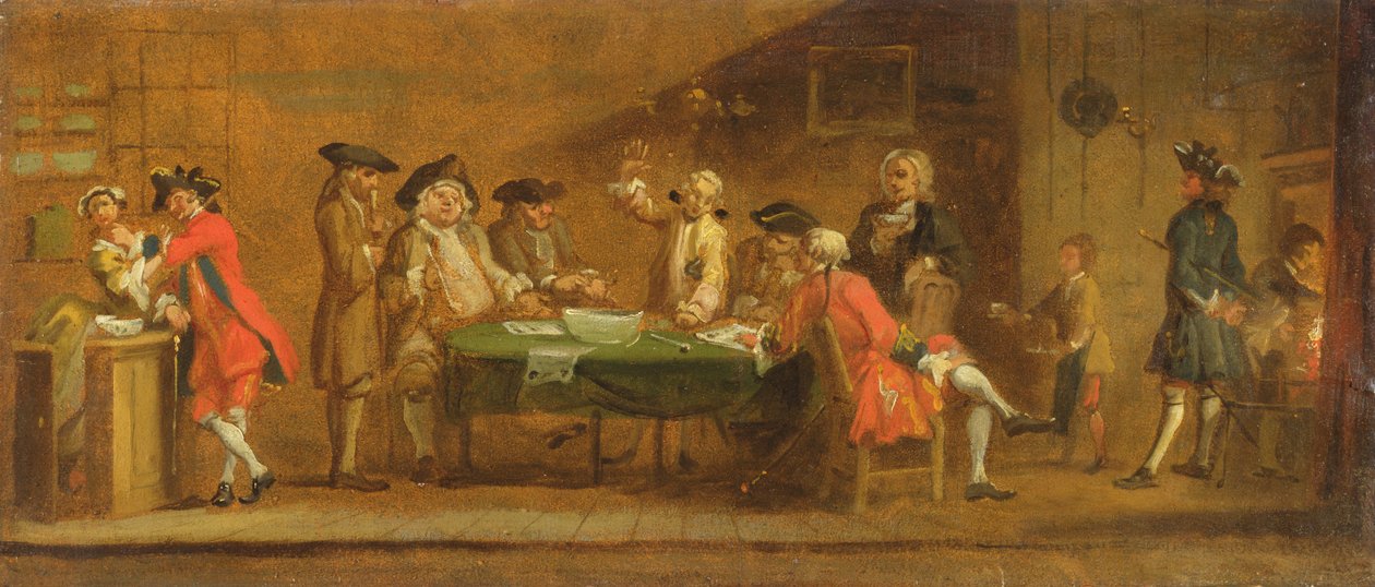टैवर्न या कॉफ़ी हाउस में आंकड़े, 1720 द्वारा विलियम होगार्थ