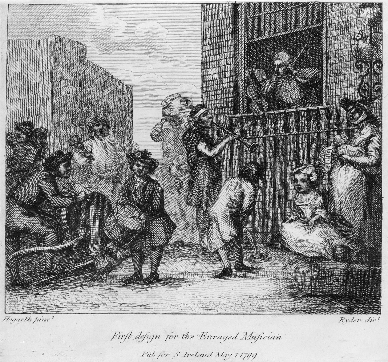 द एनग्रेटेड संगीतकार के लिए पहला डिज़ाइन, 1799 द्वारा विलियम होगार्थ