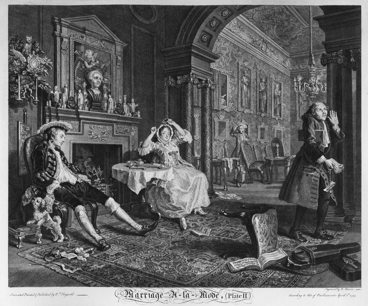 फैशन वेडिंग, प्लेट II, द हेडशॉट, 1745 द्वारा विलियम होगार्थ