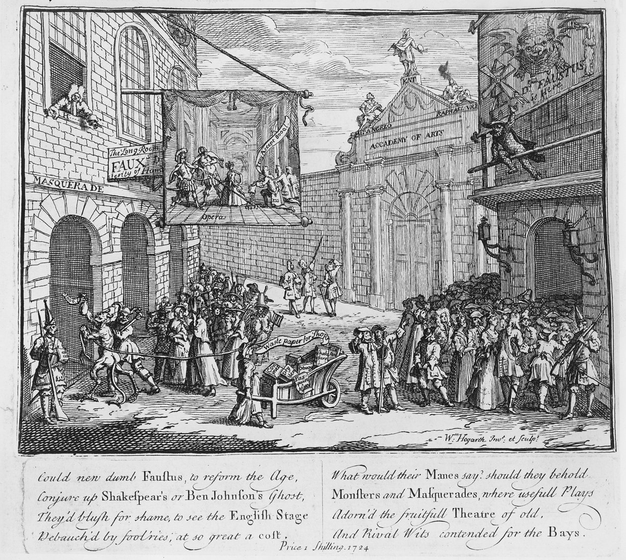 मस्केरेड्स और ओपेरा, बर्लिंगटन गेट, 1724 द्वारा विलियम होगार्थ