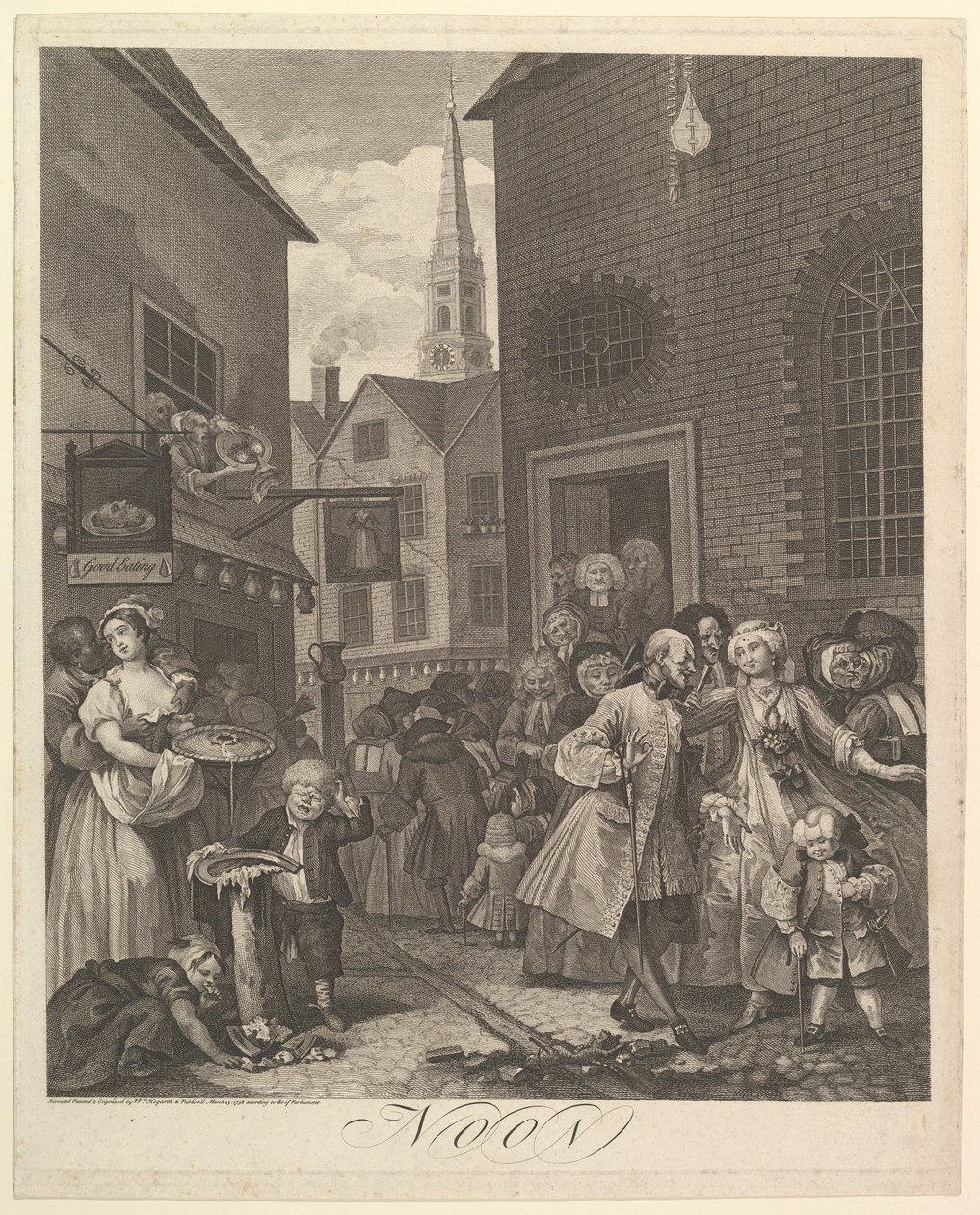 नून द फोर टाइम्स ऑफ डे, 25 मार्च, 1738। द्वारा विलियम होगार्थ