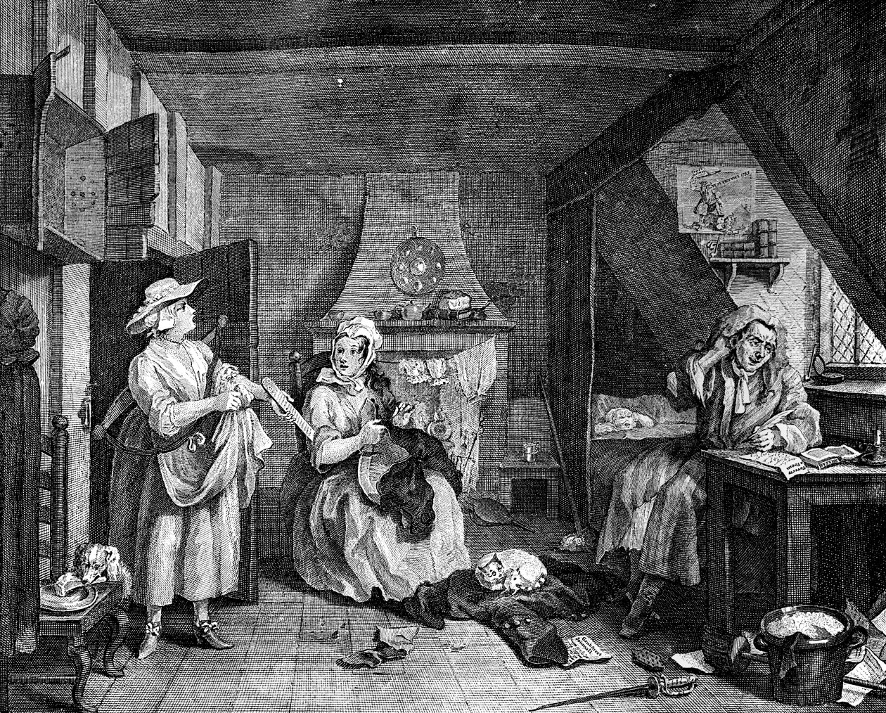 द डिस्ट्रैस्ट कवि, 1740 द्वारा विलियम होगार्थ