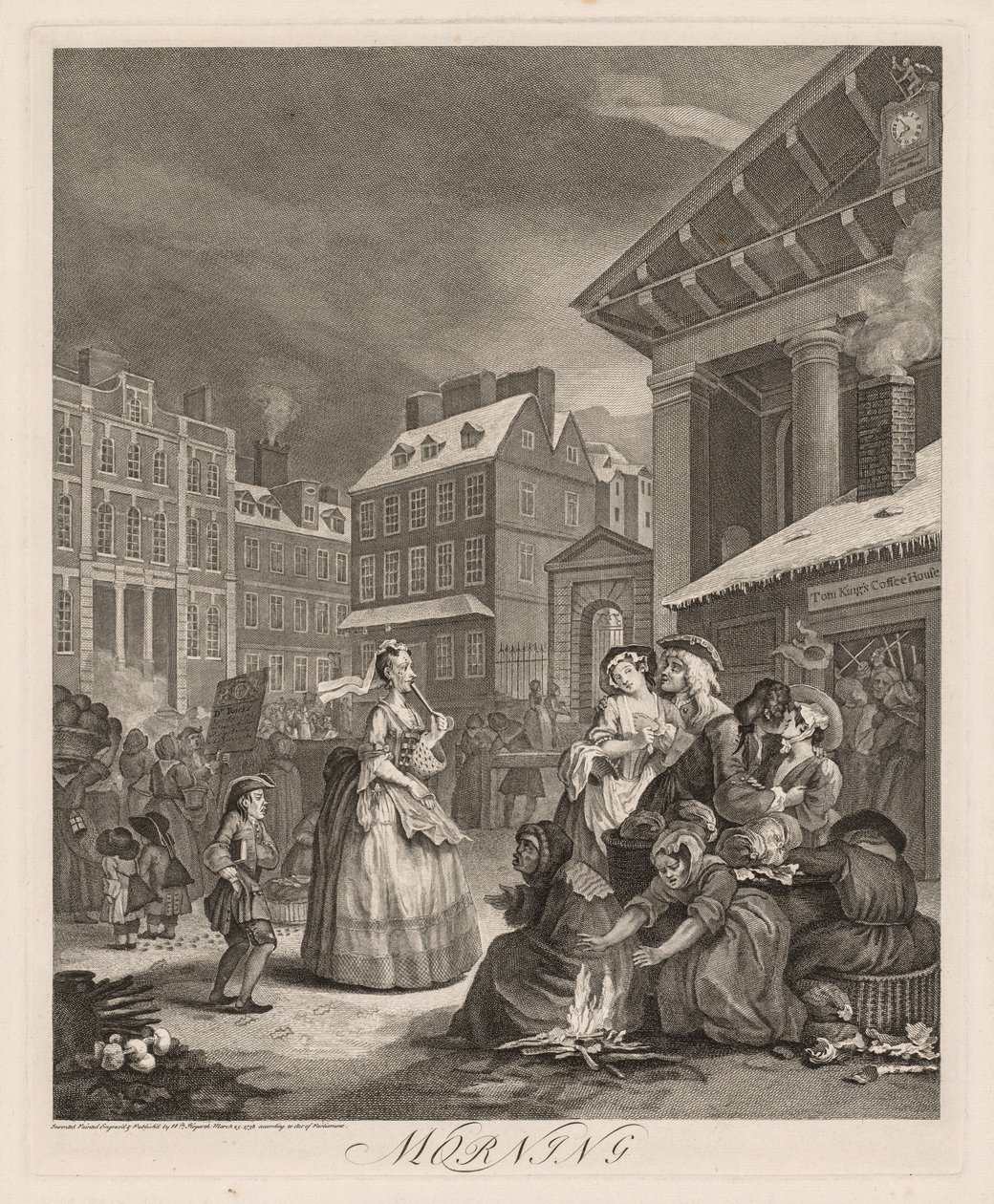 द फोर टाइम्स ऑफ डे: मॉर्निंग, 1738। द्वारा विलियम होगार्थ