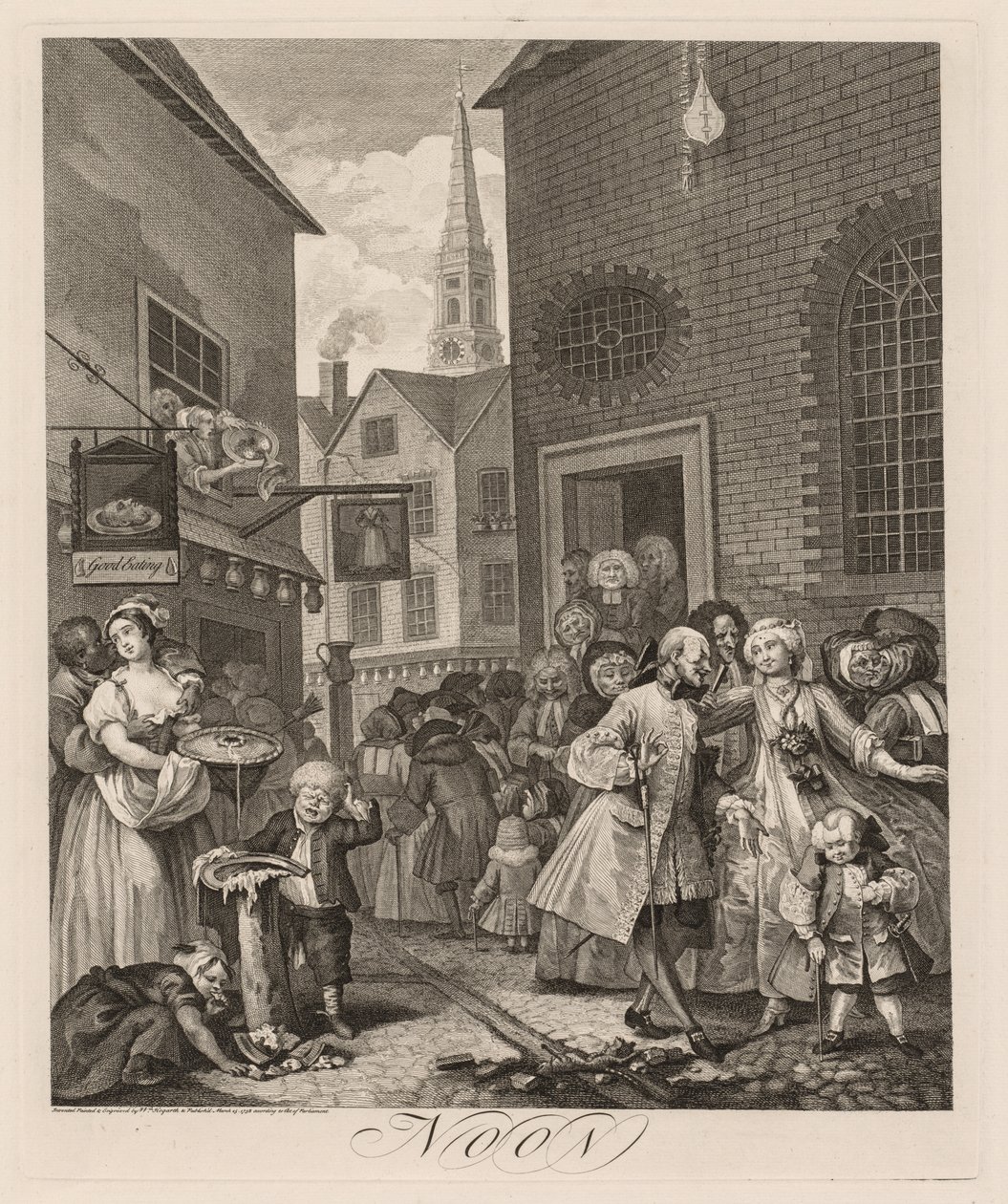 द फोर टाइम्स ऑफ डे: दोपहर, 1738। द्वारा विलियम होगार्थ