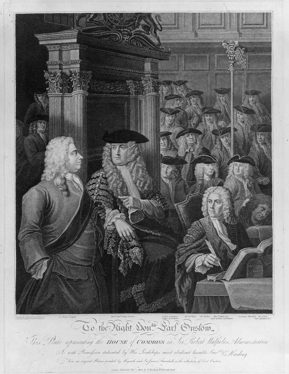 वालपोल के प्रशासन में हाउस ऑफ कॉमन्स, 1803 प्रकाशित द्वारा विलियम होगार्थ