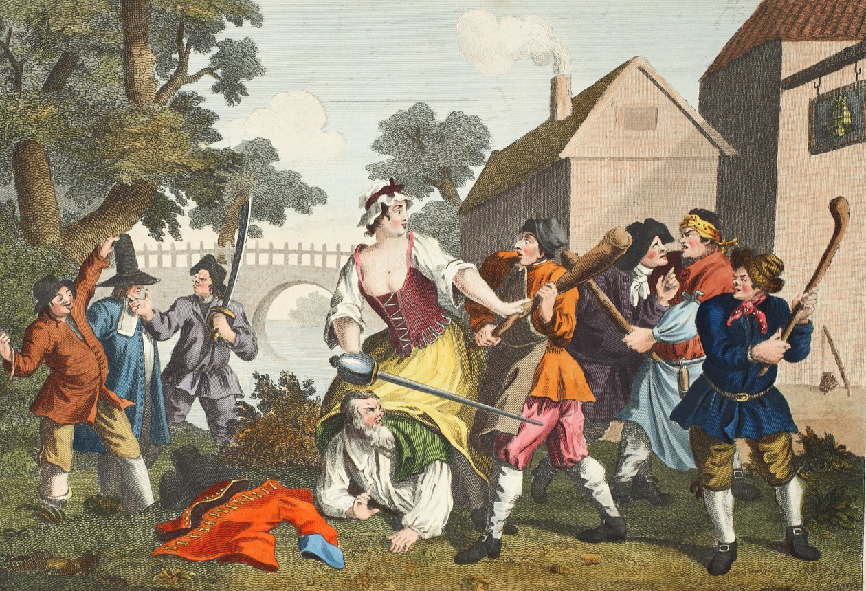 शमूएल बटलर (1612-80) द्वारा &39;हुदिब्रस&39; से ट्रूला के लिए नाइट सबमिट्स, &39;हॉगर्थ रिस्टोर्ड: द होल वर्क्स ऑफ द सेलेब्रेटेड विलियम होगार्थ, का चित्रण थॉमस कुक&39; द्वारा पुनः प्रस्तुत किया गया। 1812 द्वारा विलियम होगार्थ