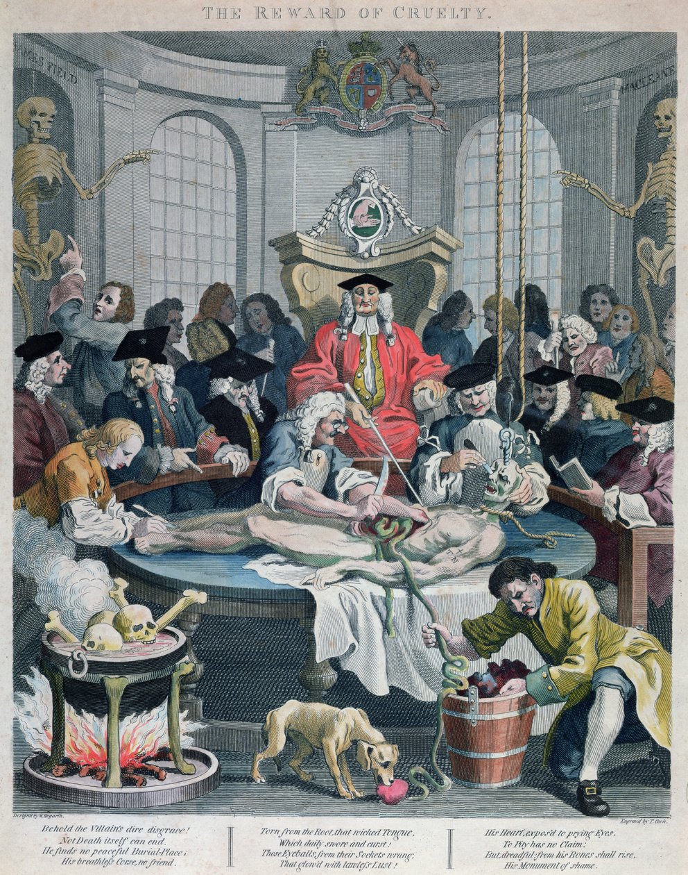 क्रुएल्टी का पुरस्कार, द स्टेज ऑफ़ क्रुएल्टी से, थॉमस कुक (1744-1818) 1799 द्वारा उत्कीर्ण द्वारा विलियम होगार्थ
