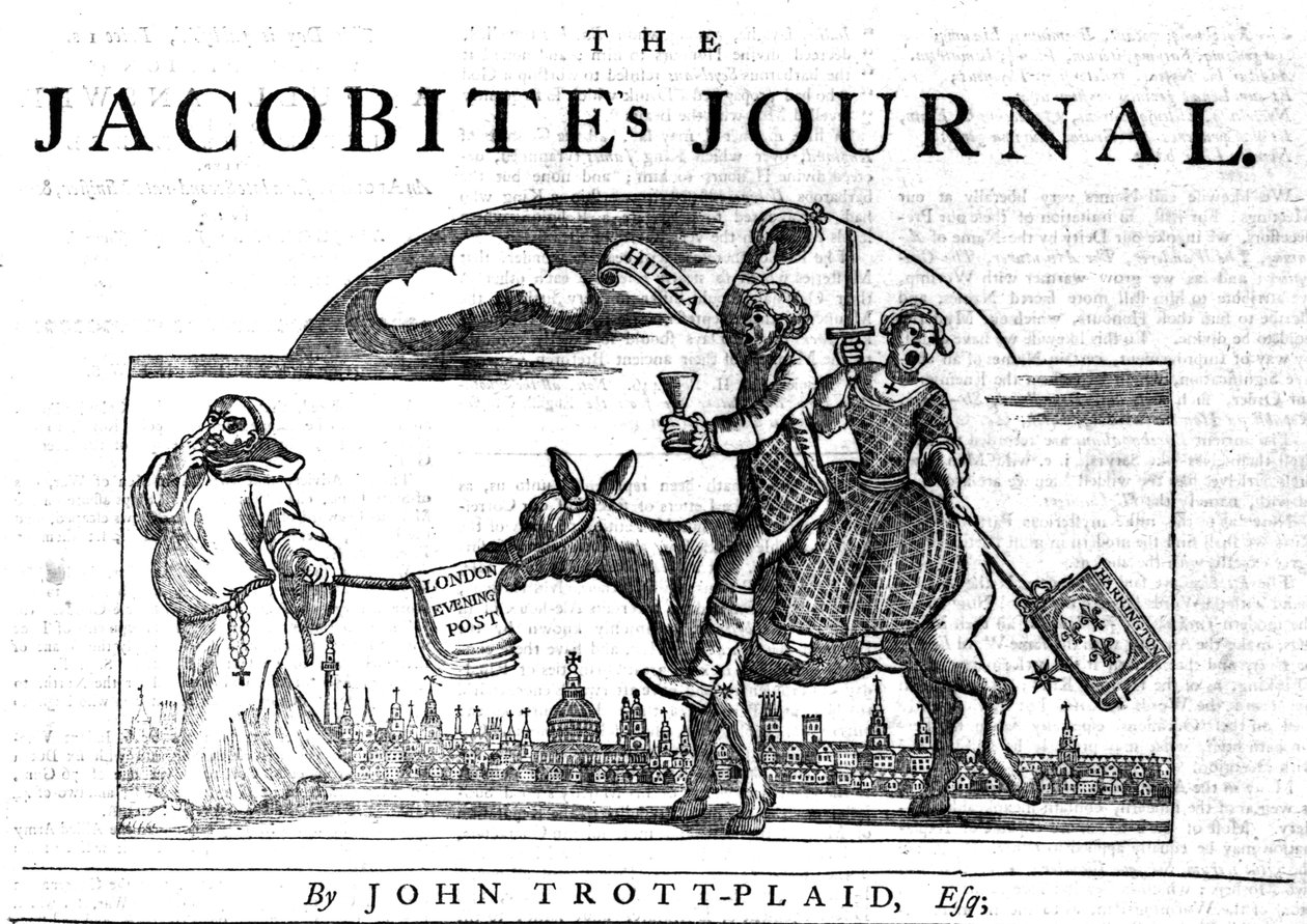&39;द जैकबाइट्स जर्नल&39; का शीर्षक विगनेट, 1748 (वुडकट अंडर लेटरप्रेस) द्वारा विलियम होगार्थ