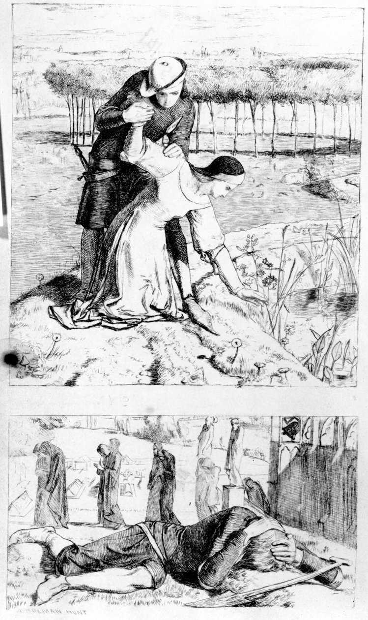 1850 में &39;द जर्म&39; में प्रकाशित थॉमस वूलर की &39;माय ब्यूटीफुल लेडी&39; का चित्रण द्वारा विलियम होल्मन हंट